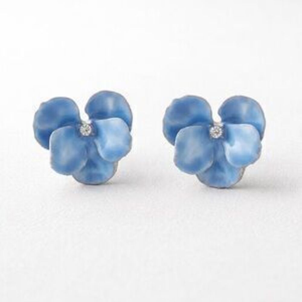 Blue Floral Petal Stud Earrings (7717)